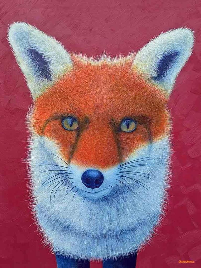 Vixen fox portrait painting