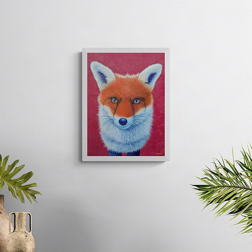 Portrait painting of a vixen on a wall in a living room